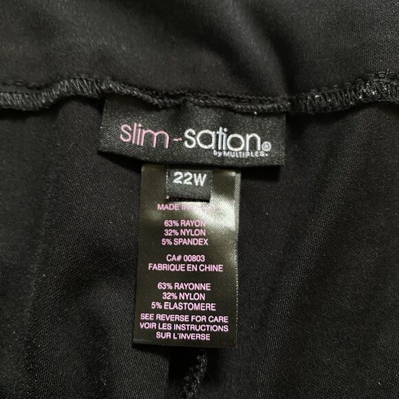 SLIM-SATION Multiples Women's 22W Black High Rise Straight Slimming Ankle Pants - Picture 4 of 13